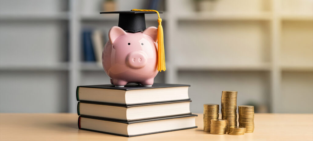 Piggy Bank on Books with Coins, Study Environment, Inspirational