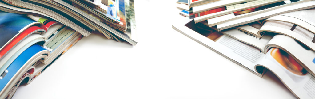 Newspaper and journal. Entertainment and leisure. Publication in magazin and books background